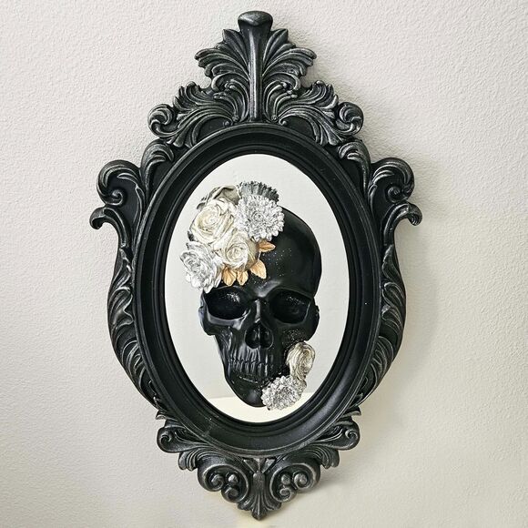 Christian Siriano 3D Skeleton skull Roses Day of the Dead Mirror Halloween 24"